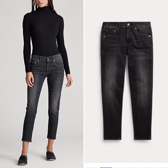 RL*BLACK LABEL Gunmetal Shimmery Crop Jeans - Picture 1 of 12